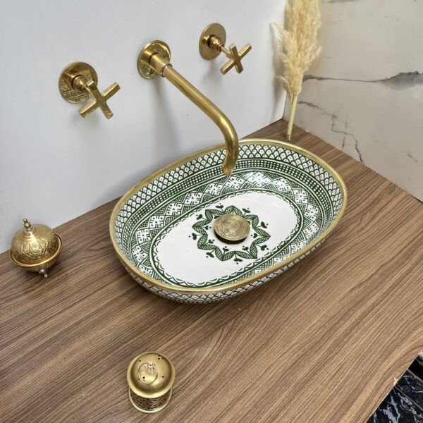 Pack complet de vasque oval marocaine traditionnelle pour une salle de bain