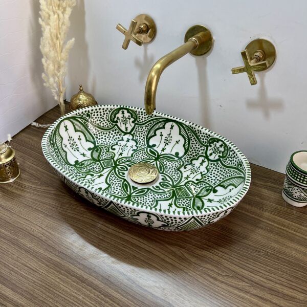 Pack complet de vasque oval marocaine traditionnelle pour une salle de bain