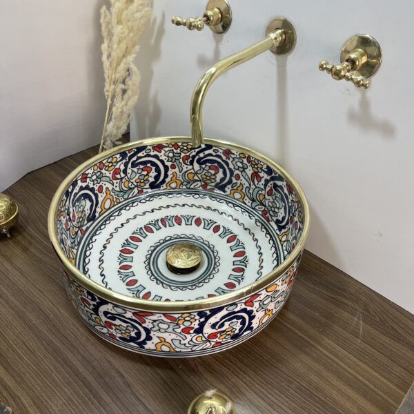 Élégante vasque marocaine peinte à la main – Vasque pour une salle de bain chic