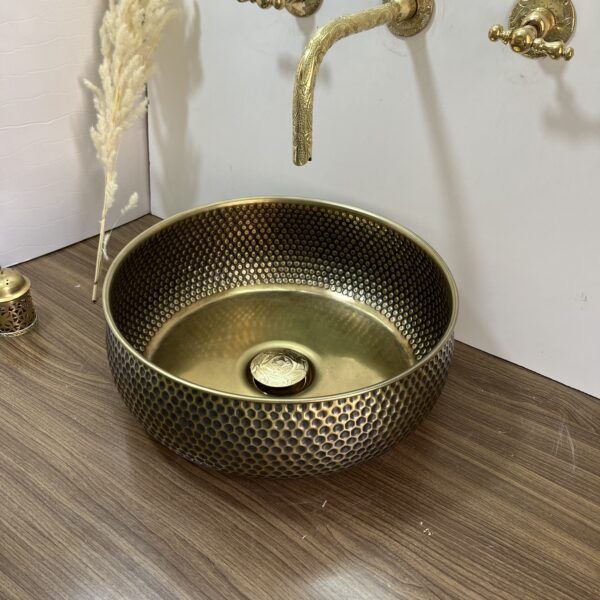 Élégante vasque marocaine on laiton – Vasque pour une salle de bain chic